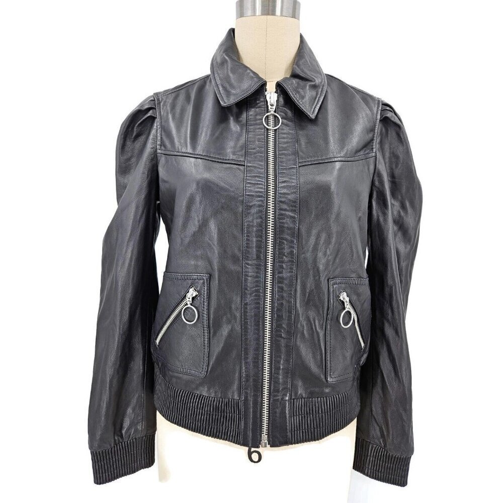 New Paige Temecula Leather Jacket Womens S Black Zip Front